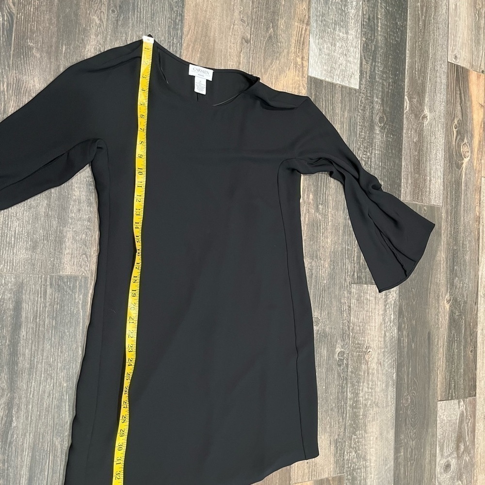 Carmen Marc Valvo Womens Dress Black Long Sleeve Split flutter Solid Small - Picture 6 of 7